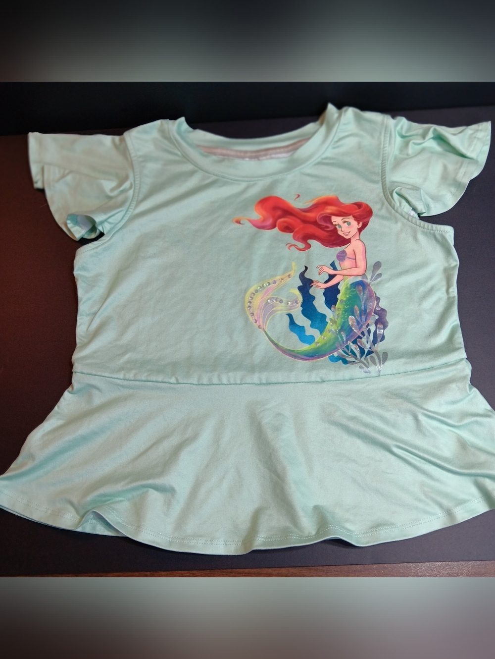 Disney Park Little Mermaid Ariel Girls Top Size 11/12 Aqua